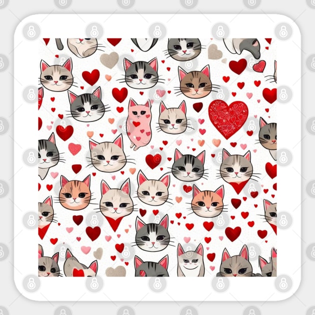 Valentines day gift ideas, valentines day cats and hearts pattern gift ideas Sticker by WeLoveAnimals